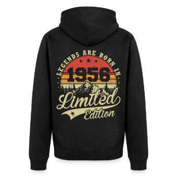 Legenden werden geboren 1956 Geburtstagsgeschenk - Unisex Premium Bio Zip Hoodie - Schwarz - Hinten - Nico (187cm)