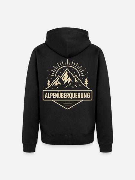 Alpenüberquerung Wandern Bergsteigen Outdoor - Unisex Premium Bio Zip Hoodie - Schwarz