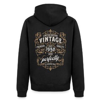 70. Geburtstag 1956 Limited Edition - Unisex Premium Bio Zip Hoodie - Schwarz - Hinten - Nico (187cm)