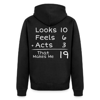 19 Year Old Humorous Birthday | 19th Anniversair - Unisex Premium Organic Zip Hoodie - black - Back - Nico (187cm)