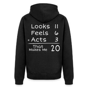 20 Years Humorous Birthday | 20th Anniversair - Unisex Premium Organic Zip Hoodie - black - Back - Nico (187cm)