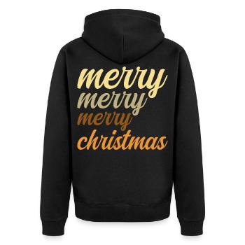 Frohe Weihnachten Originales Weihnachtsgeschenk Weihnachtsmagie - Unisex Premium Bio Zip Hoodie - Schwarz - Hinten - Nico (187cm)