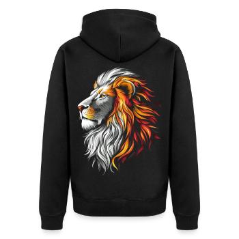 Lion Colorful Lion Head Predator White Gold Art - Unisex Premium Organic Zip Hoodie - black - Back - Nico (187cm)