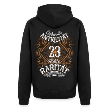 Rareté des antiquités pour le 23e anniversaire - Veste à capuche bio Premium Unisexe - noir - Dos - Nico (187cm)