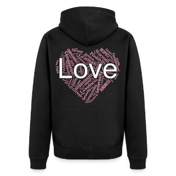 Positive Liebe & Freundlichkeit Herzwort Kunst-T-Shirt - Unisex Premium Bio Zip Hoodie - Schwarz - Hinten - Nico (187cm)