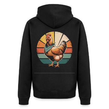 Chicken in the retro circle of the sun - Unisex Premium Organic Zip Hoodie - black - Back - Nico (187cm)