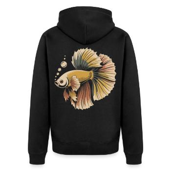 Magnificent Betta Fish Print - Unisex Premium Organic Zip Hoodie - black - Back - Nico (187cm)