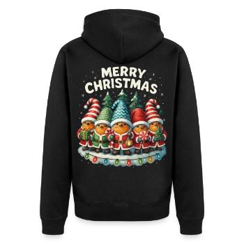 Funny Robin Christmas Gift Cute - Unisex Premium Organic Zip Hoodie - black - Back - Nico (187cm)