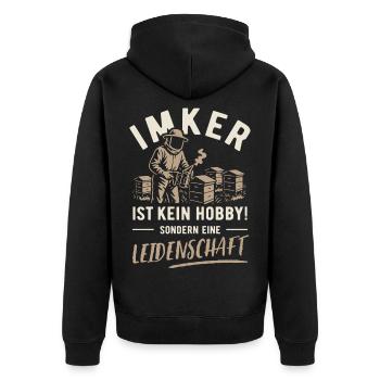 Beekeeper | Not a hobby but a passion - Unisex Premium Organic Zip Hoodie - black - Back - Nico (187cm)