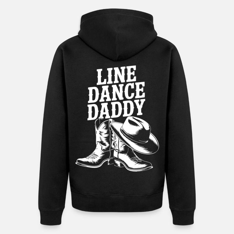 Line Dance Daddy Boots - Unisex Premium Bio Zip Hoodie - Schwarz