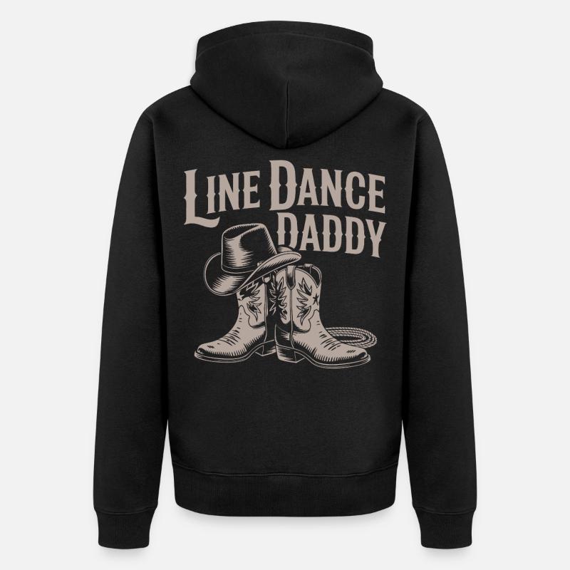 Line Dance Daddy Cowboy Boots - Unisex Premium Bio Zip Hoodie - Schwarz