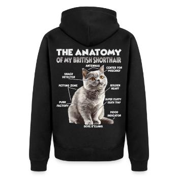 Britisch Kurzhaar T | Katzen Fan Katzen British  - Unisex Premium Bio Zip Hoodie - Schwarz - Hinten - Nico (187cm)