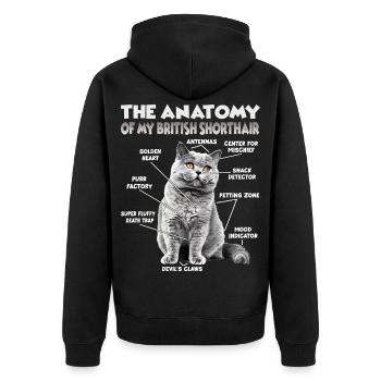 Motifs de chats mignons Femmes Chats Femmes Britanniques - Veste à capuche bio Premium Unisexe - noir - Dos - Nico (187cm)