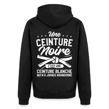 A black belt is a white judo belt - Unisex Premium Organic Zip Hoodie - black - Back - Nico (187cm)
