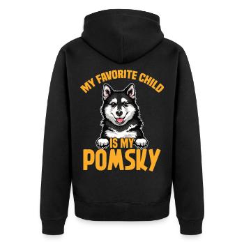 Pomsky-Mama Kuscheltier-Pomsky-Besitzerin und Hundeliebhaber - Unisex Premium Bio Zip Hoodie - Schwarz - Hinten - Nico (187cm)