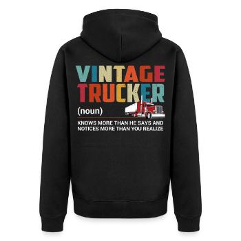 Lkw Fahrer - Unisex Premium Bio Zip Hoodie - Schwarz - Hinten - Nico (187cm)