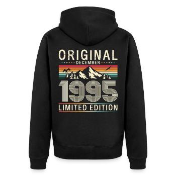 30e anniversaire Original Décembre Volume 1995 - Veste à capuche bio Premium Unisexe - noir - Dos - Nico (187cm)