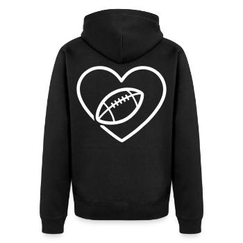 Heart Rugby XV – Rugby Union Lover - Unisex Premium Organic Zip Hoodie - black - Back - Nico (187cm)