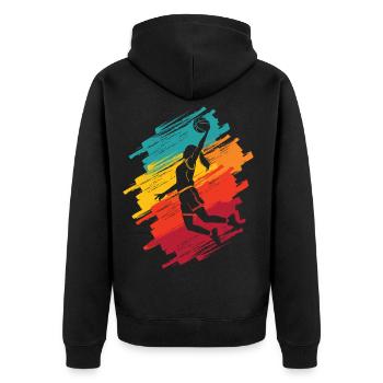 Basketballerin Bunt Frauen Basketball Mädchen - Unisex Premium Bio Zip Hoodie - Schwarz - Hinten - Nico (187cm)