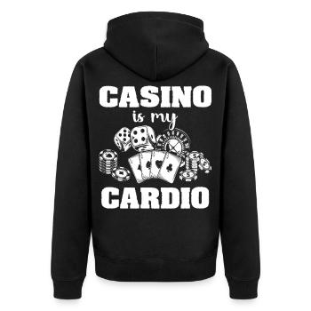 Casino Casinospieler - Unisex Premium Bio Zip Hoodie - Schwarz - Hinten - Nico (187cm)