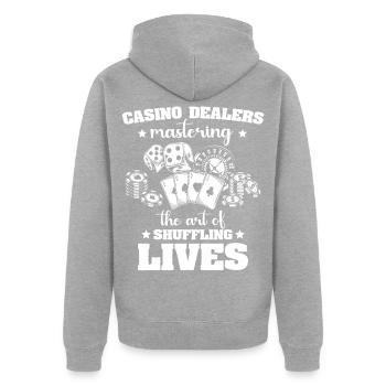 Casino - Veste à capuche bio Premium Unisexe - gris chiné - Dos - Nico (187cm)