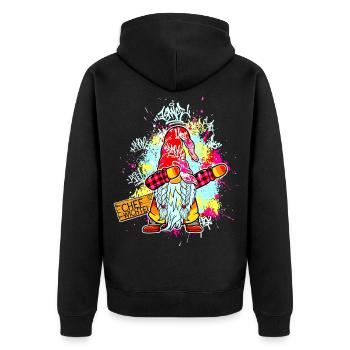 CHEF WICHTEL Dab Graffiti Männlich Xmas - Unisex Premium Bio Zip Hoodie - Schwarz - Hinten - Nico (187cm)