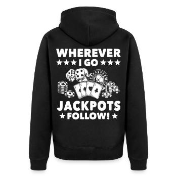 Casino Casinospieler - Unisex Premium Bio Zip Hoodie - Schwarz - Hinten - Nico (187cm)