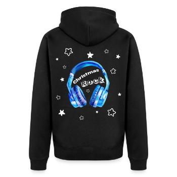 Kopfhörer Weihnachten Musik Christmas Rock - Unisex Premium Bio Zip Hoodie - Schwarz - Hinten - Nico (187cm)