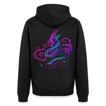 Mystical tribal dragon in neon colors - Unisex Premium Organic Zip Hoodie - black - Back - Nico (187cm)