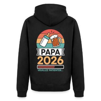 Dad 2026 Please Wait Future Dad Humor - Unisex Premium Organic Zip Hoodie - black - Back - Nico (187cm)