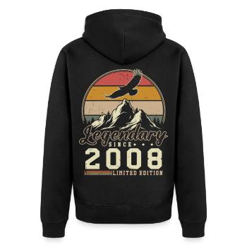 2008 Vintage Jahrgang Geburtstag Retro Geschenk - Unisex Premium Bio Zip Hoodie - Schwarz - Hinten - Nico (187cm)