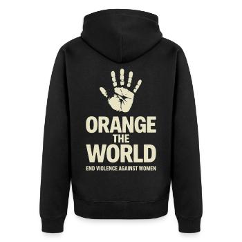 Orange The World - Unisex Premium Organic Zip Hoodie - black - Back - Nico (187cm)