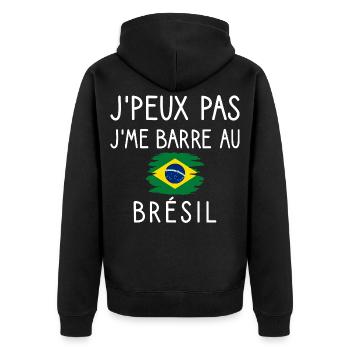 J’peux Pas J’me Barre au Brésil Humour Voyage - Veste à capuche bio Premium Unisexe - noir - Dos - Nico (187cm)