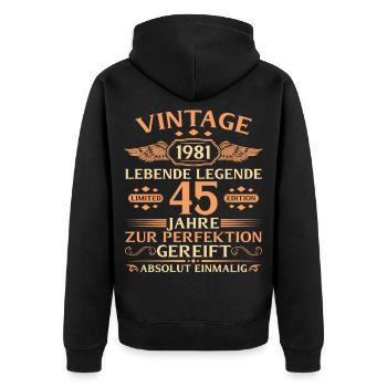 45e anniversaire Année 1981 - Veste à capuche bio Premium Unisexe - noir - Dos - Nico (187cm)