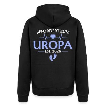 Befördert zum Uropa 2026 Babyparty - Unisex Premium Bio Zip Hoodie - Schwarz - Hinten - Nico (187cm)
