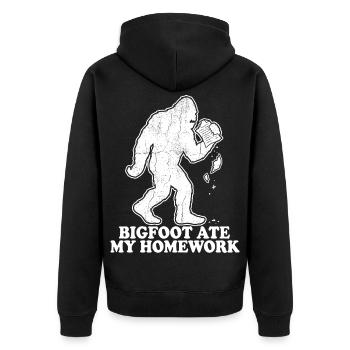 Bigfoot a mangé mes devoirs : École de mèmes - Veste à capuche bio Premium Unisexe - noir - Dos - Nico (187cm)