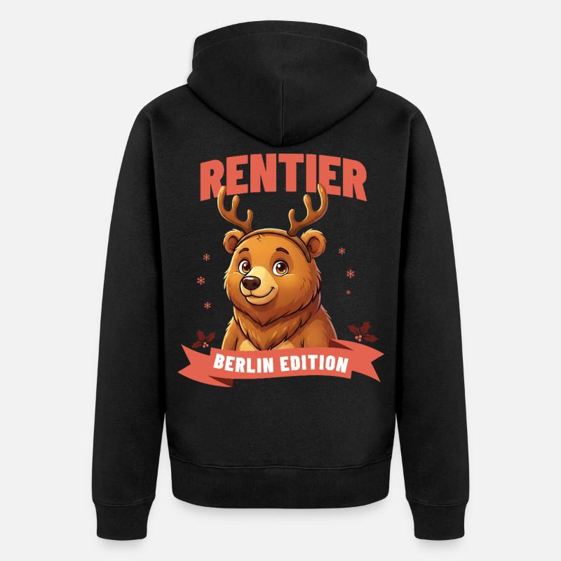 Renne de Noël Ours de Berlin - Veste à capuche bio Premium Unisexe - noir