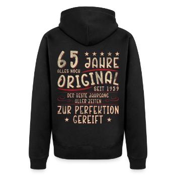 65 Years Original: Since 1959 - Unisex Premium Organic Zip Hoodie - black - Back - Nico (187cm)