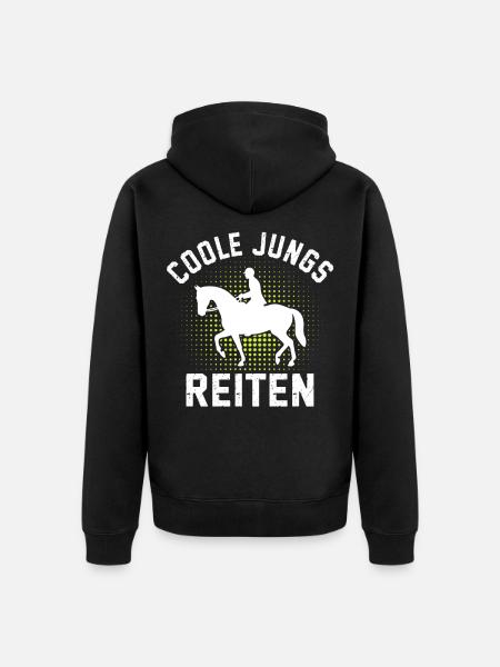 Reiter Pferd Coole Jungs Reiten - Unisex Premium Bio Zip Hoodie - Schwarz