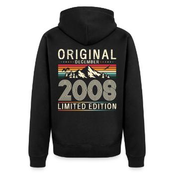 18e anniversaire Original Décembre Volume 2008 - Veste à capuche bio Premium Unisexe - noir - Dos - Nico (187cm)