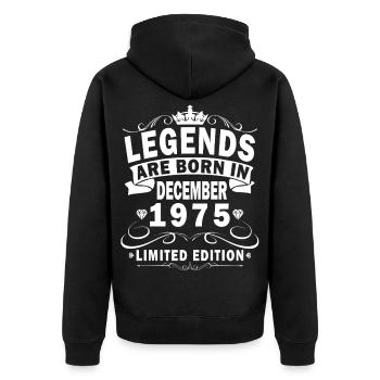 Dezember 1975 - Vintage Authentic Dezember 1975 - Unisex Premium Bio Zip Hoodie - Schwarz - Hinten - Nico (187cm)