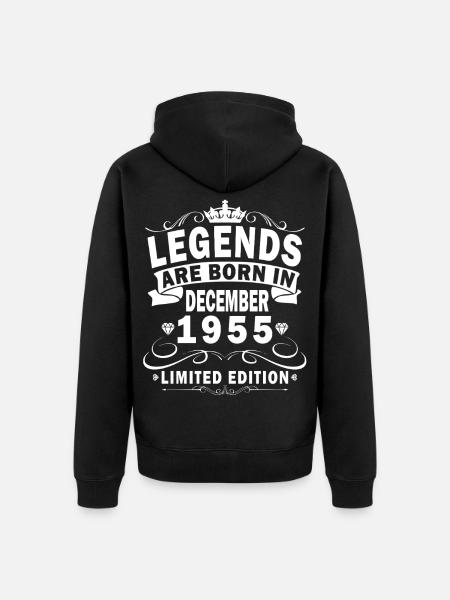 Dezember 1955 Geburtstag Dezember 1955 Dezember - Premium økologisk unisex-hættejakke - sort