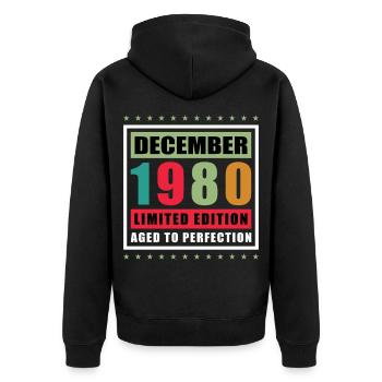 Décembre 1980 - Édition limitée décembre 1980 - Veste à capuche bio Premium Unisexe - noir - Dos - Nico (187cm)