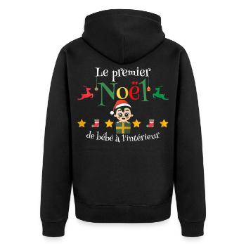 Babys erstes Weihnachten in der Hause, werdende Mutter - Unisex Premium Bio Zip Hoodie - Schwarz - Hinten - Nico (187cm)