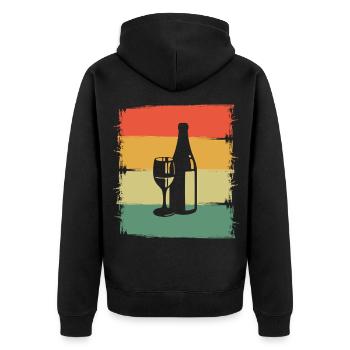 Wine - Unisex Premium Organic Zip Hoodie - black - Back - Nico (187cm)