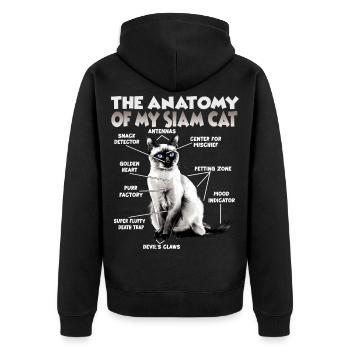 Siamkatzen T | Siamkatzen Katzen Siam Katzenhalter - Unisex Premium Bio Zip Hoodie - Schwarz - Hinten - Nico (187cm)