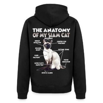 Siamese Cats Gift Cat Owner Gift Idea - Unisex Premium Organic Zip Hoodie - black - Back - Nico (187cm)