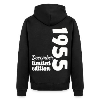 Anniversaire Décembre 1955 Limited Edition Cadeau - Veste à capuche bio Premium Unisexe - noir - Dos - Nico (187cm)