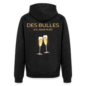 Apéro humour des bulles s'il vous plait - Veste à capuche bio Premium Unisexe - noir - Dos - Nico (187cm)