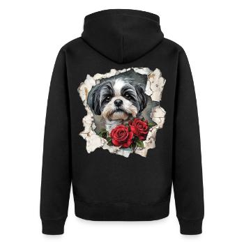Shih Tzu - Unisex Premium Bio Zip Hoodie - Schwarz - Hinten - Nico (187cm)